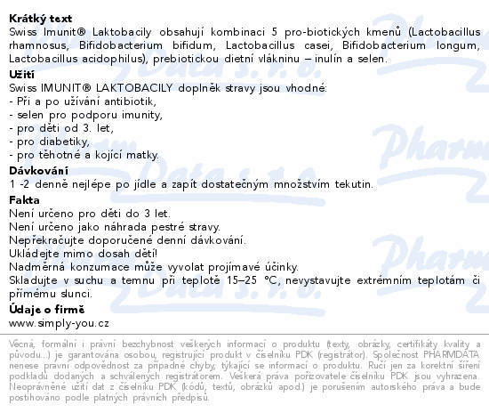 Laktobacily Swiss Imunit tob.30+6 ZDARMA
