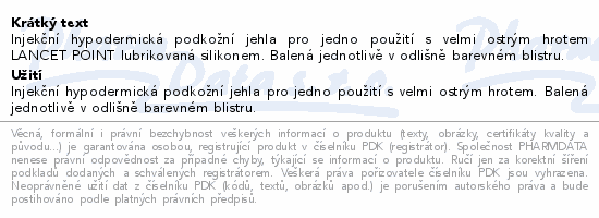 Inj.jehla TERUMO 27Gx3/4 0.4x19mm šedá 100ks