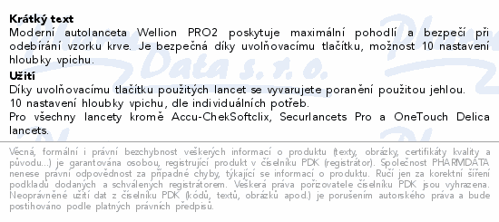 Wellion PRO2 autolanceta nastavitelná