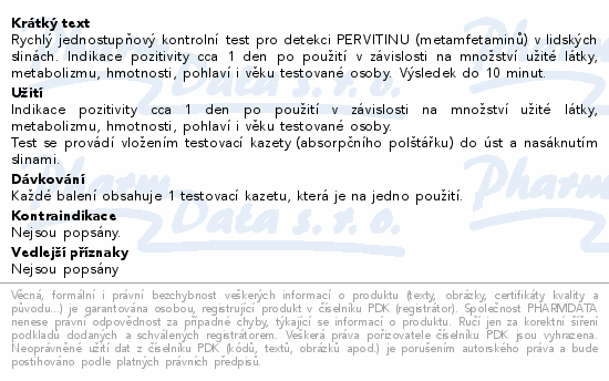 Test na pervitin (metamfetaminy) ze slin 1ks