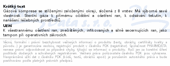 Gáza kompresy sterilní 8 vrstev 7.5x7.5cm 30x5ks