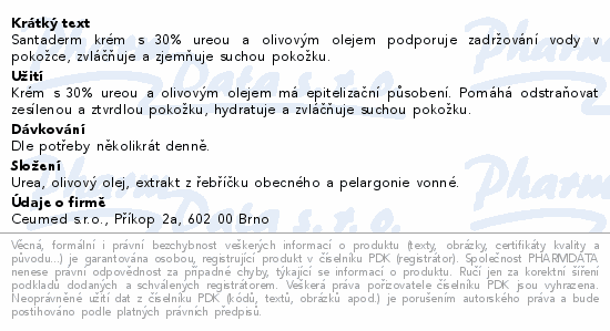 Santaderm krém s 30% ureou a olivovým olejem 50ml