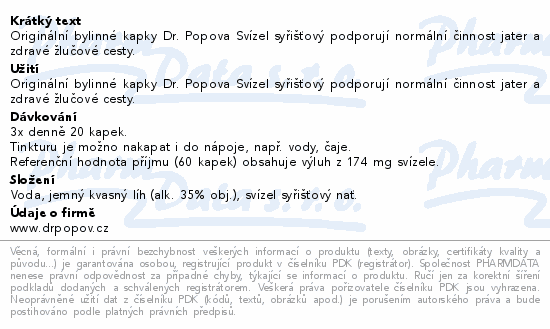 Dr.Popov Kapky bylinné Svízel syřišťový 50ml