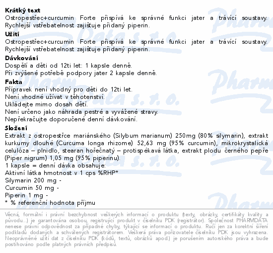 Ostropestřec+curcumin forte cps.60 Galmed