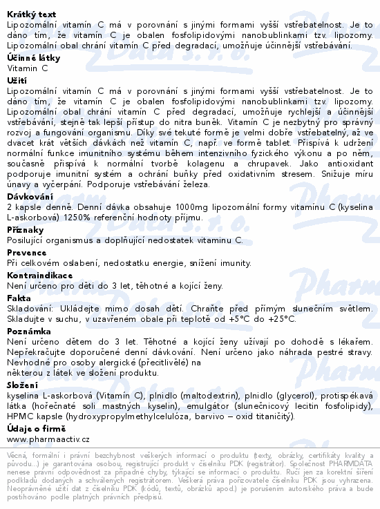 Vitamín C 1000mg Lipozomal cps.60