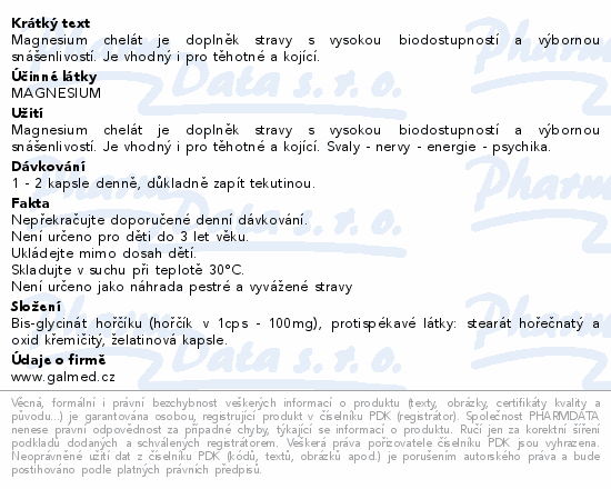 Magnesium chelát cps.50+20 Galmed