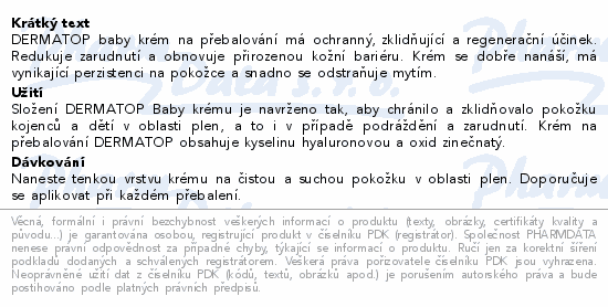 DERMATOP baby cream krém na přebalování 100g