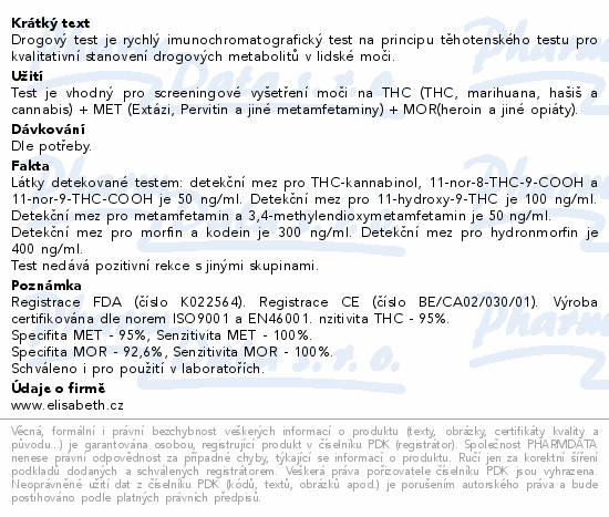 Drogový test M3 multipanel Instant-View 1 ks